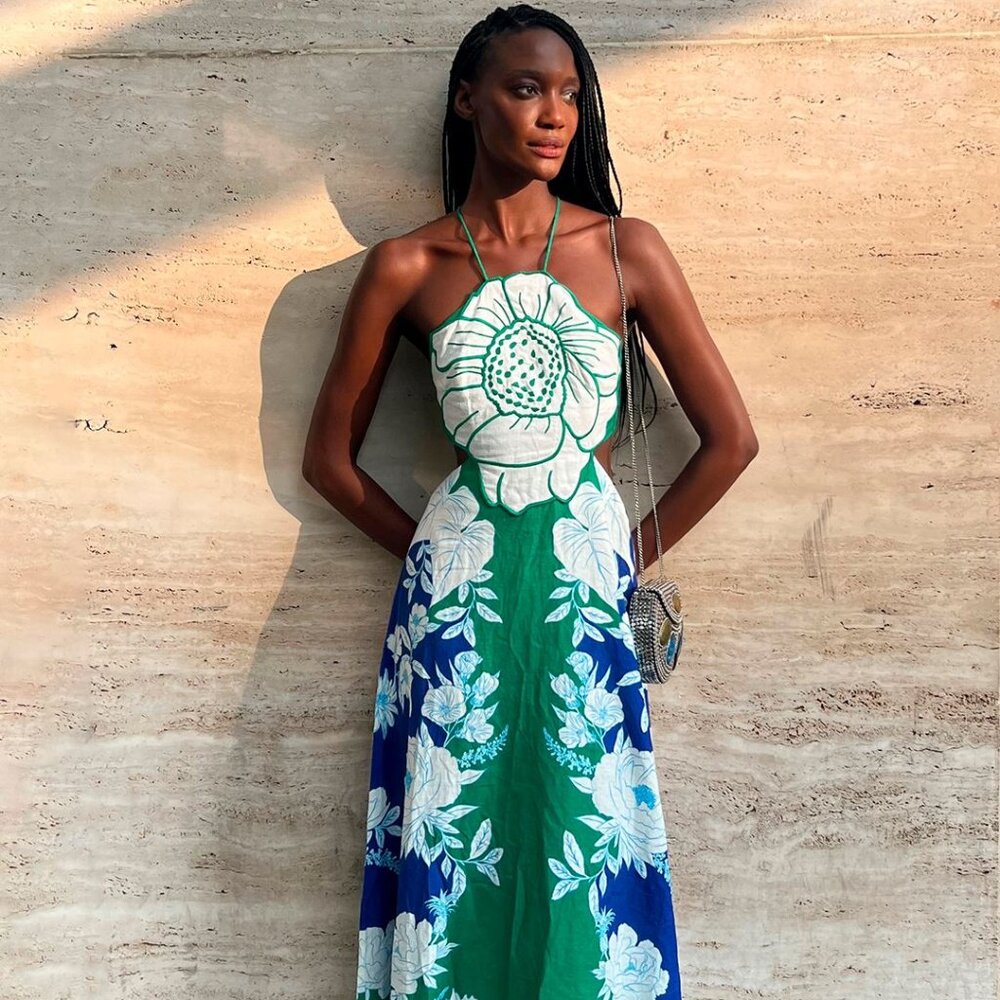 Farm Rio Soft Garden Flower Maxi Dress